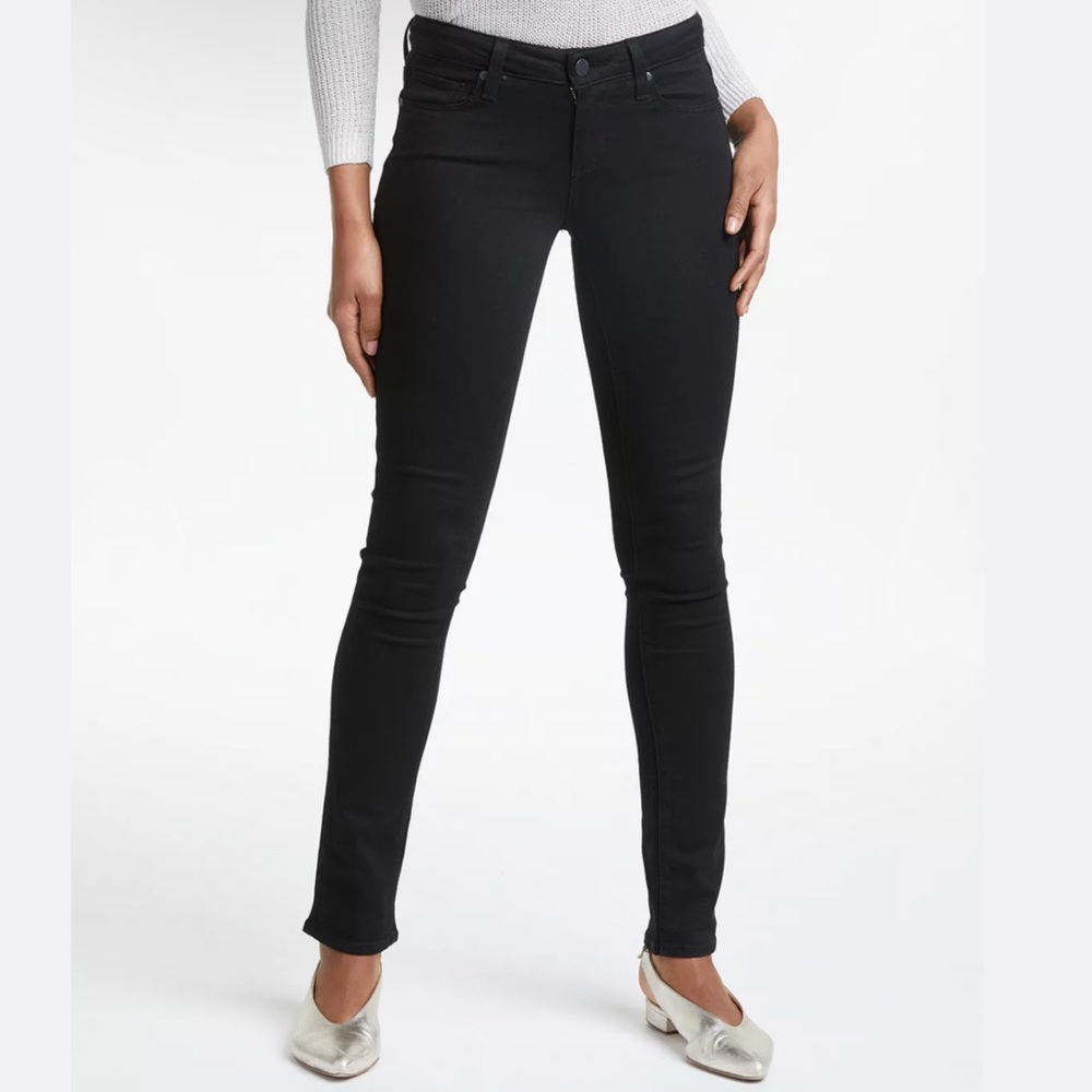 PAIGE Skyline Mid Rise Skinny Jeans, Black Shadow 27